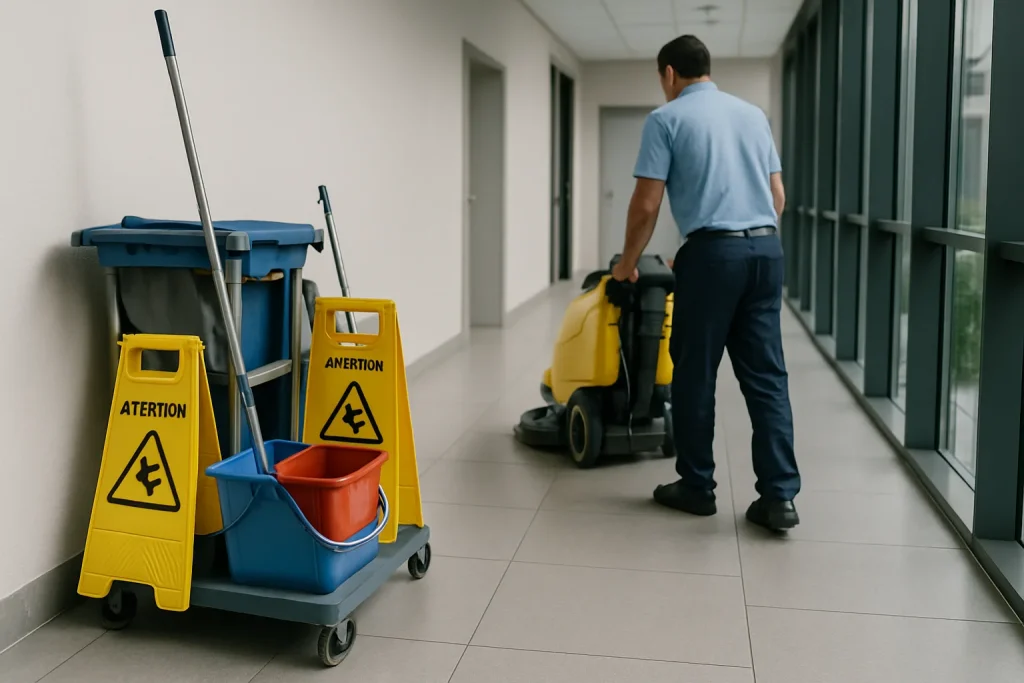 Technicien en nettoyage effectuant des travaux dans un appartement à Jassans-Riottier.