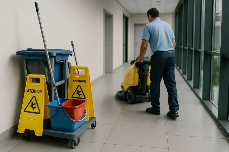 Technicien en nettoyage effectuant des travaux dans un appartement à Jassans-Riottier.