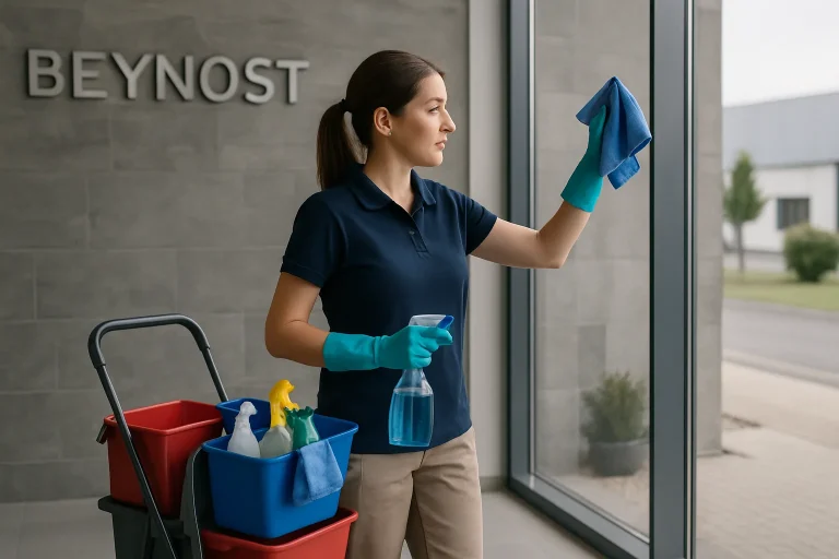 Des professionnels du nettoyage en train de désinfecter un appartement à Beynost.