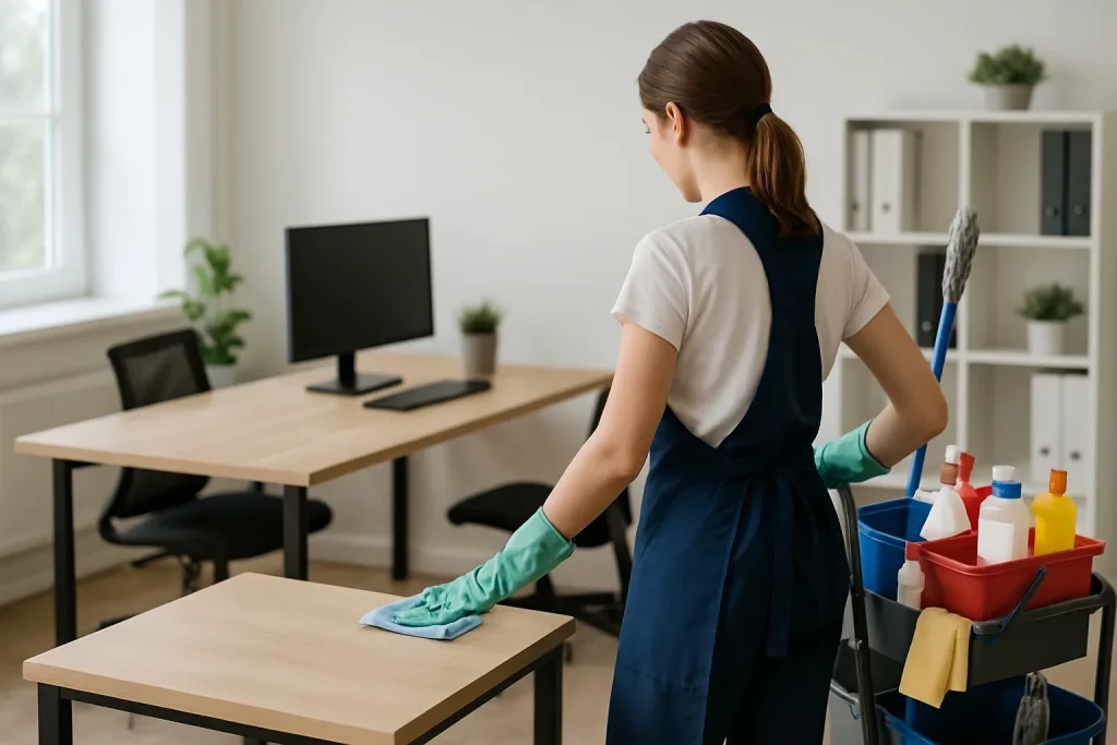 Un technicien de nettoyage effectuant des travaux dans un appartement à Dagneux.