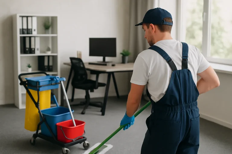 Un technicien de nettoyage s'occupant d'un appartement insalubre à Izernore avec des produits spécialisés.